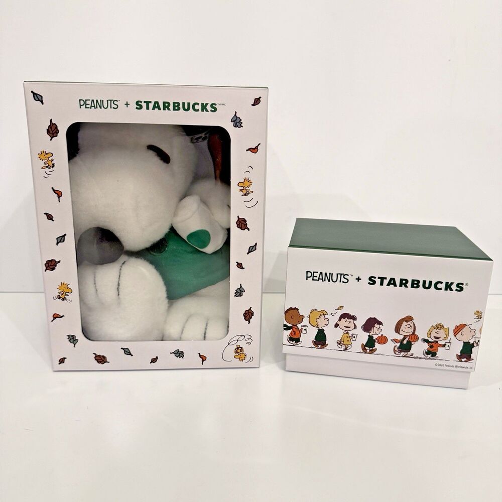 Peanuts x Starbucks 2026 Snoopy 14oz Mug & Plush Set Authentic